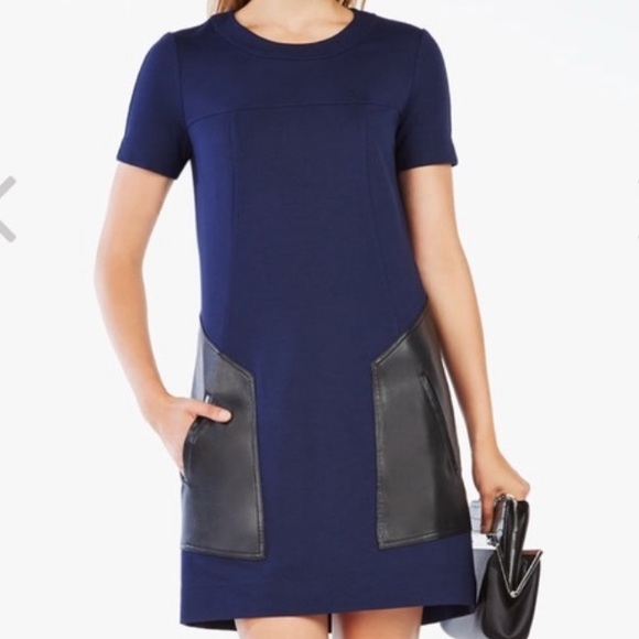 BCBG Maxazria Chrissie Pleather-Blocked Dress - Picture 14 of 14